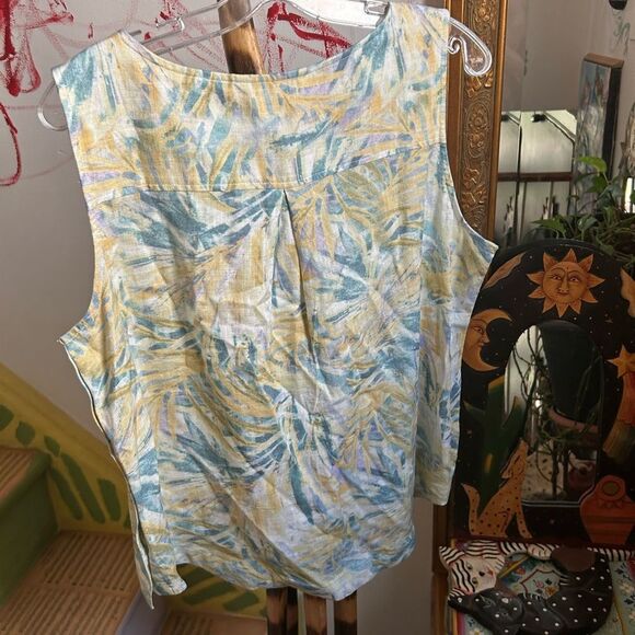 CHARLIE B Blue and Yellow Tropical Tank Top XL - Picture 6 of 16